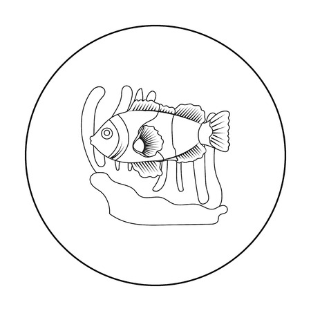 angel fish icon in outline style isolated on white background