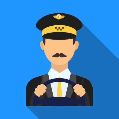 タクシー運転手の帽子をかぶってします 男はタクシー車を運転します 漫画イラスト ベクトル シンボル ストック Web のタクシー駅の 1 つのアイコン のイラスト素材 ベクタ Image 77275966