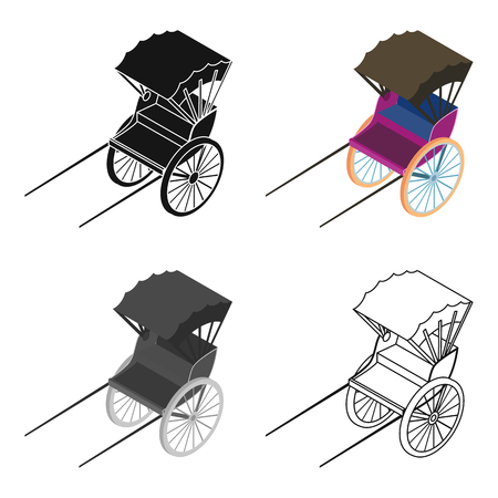 白い背景に分離された黒のスタイルで人力車のアイコン 交通記号株式ベクトル イラスト のイラスト素材 ベクタ Image