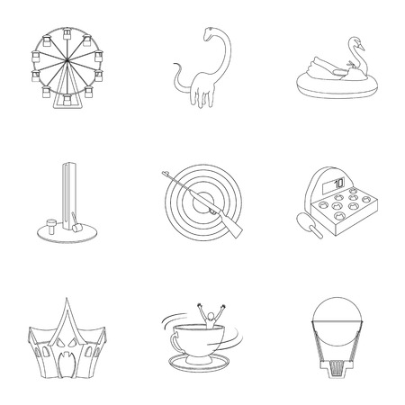 デザインのためのセットコレクションで遊園地の漫画のアイコン 装備やアトラクションベクトルシンボルストックウェブイラスト のイラスト素材 ベクタ Image 9693