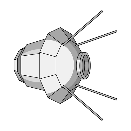 地球の人工衛星 漫画スタイルのベクトル シンボル ストック イラストのスペース技術の 1 つのアイコン のイラスト素材 ベクタ Image