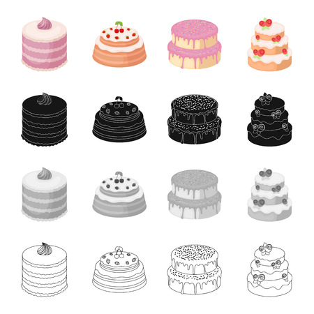 お祝いケーキとデザートの他の種類 ケーキは 漫画白黒黒のアウトライン スタイル ベクトル シンボル ストック イラストでコレクションのアイコンを設定します のイラスト素材 ベクタ Image お祝いケーキとデザートの他の種類 ケーキは 漫画白黒黒のアウトライン スタイル ベクトル シンボル ストック イラストでコレクションのアイコンを設定します のイラスト素材 ベクタ Image