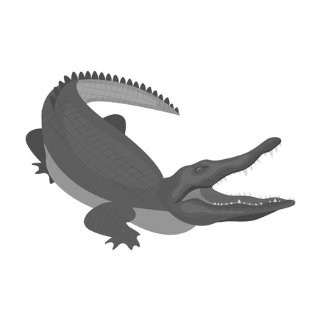 クロコダイル 危険な捕食者です 爬虫類 ナイルワニ単一漫画スタイルのベクトル シンボル ストック イラストのアイコン のイラスト素材 ベクタ Image