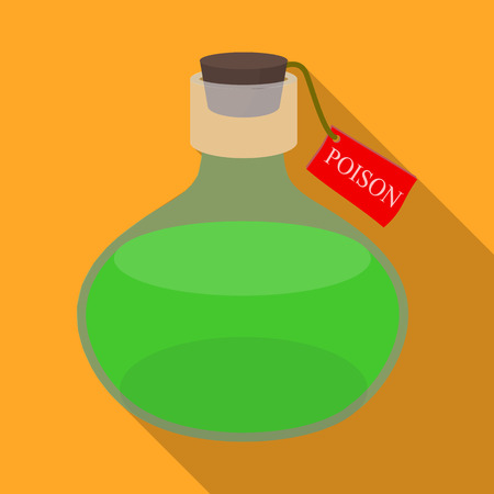 毒はラベルの付いた容器で 漫画スタイルのベクトル シンボル ストック イラスト Web で毒の液体 1 つのアイコン のイラスト素材 ベクタ Image
