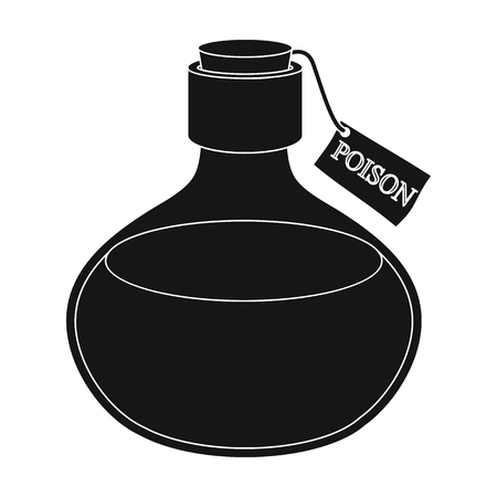 毒はラベルの付いた容器で 漫画スタイルのベクトル シンボル ストック イラスト Web で毒の液体 1 つのアイコン のイラスト素材 ベクタ Image