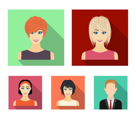 デザインのためのセットコレクション内の女性のヘアスタイルフラット