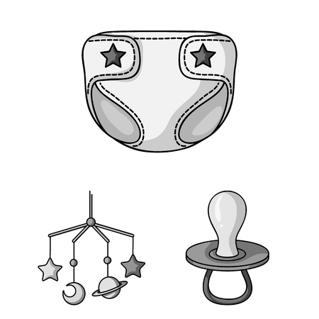 デザインのためのセットコレクション内の赤ちゃんの漫画のアイコンの誕生 新生児とアクセサリーベクターシンボルストックウェブイラスト のイラスト素材 ベクタ Image