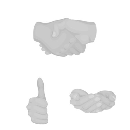 デザインのためのセットコレクションで手のジェスチャー黒のアイコン 手のひらと指ベクトルシンボルストックウェブイラスト のイラスト素材 ベクタ Image