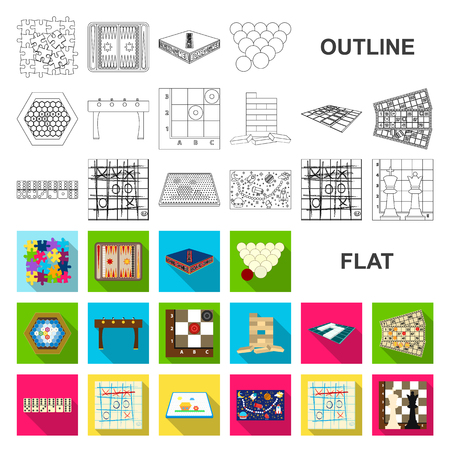 Board game flat icons in set collection for design. game and entertainment vector symbol stock web illustration.