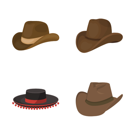 Vector design of hat and cap icon. Collection of hat and model stock symbol for web.