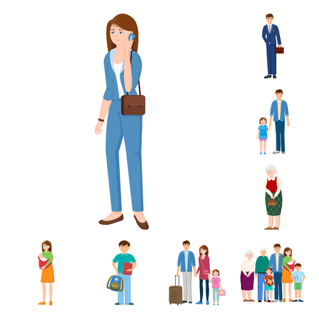 Isolated object of family and people. set of family and avatar stock symbol for web.