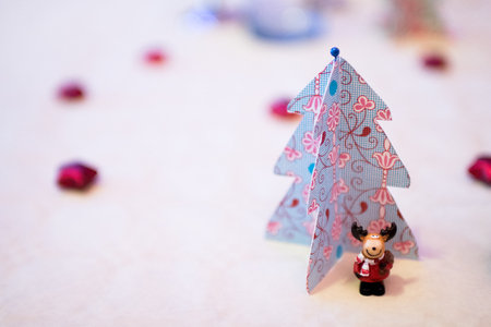 christmas decorations with paper christmas trees and a reindeer mascot dressed as santa claus under a - Handmade Paper Christmas Decorations christmas decorations with paper christmas trees and a reindeer mascot dressed as santa claus under a - Handmade Paper Christmas Decorations