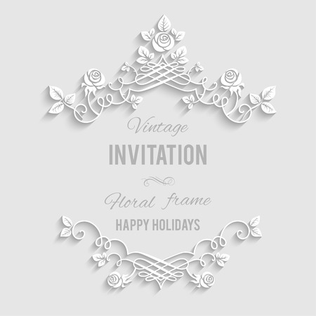 Elegant floral frame with place for text. Festive backdrop for greetings, invitations or any text Иллюстрация