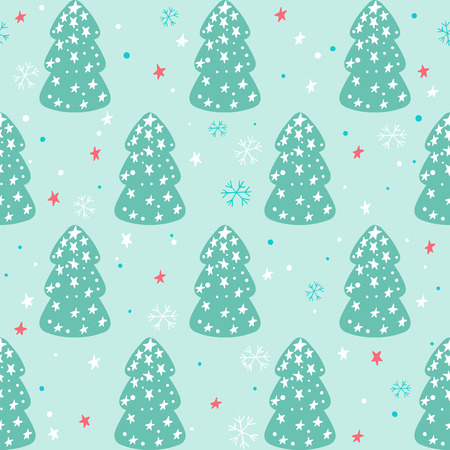 Seamless Christmas Pattern With Trees Stars And Snowflakes Stock Vector Seamless Christmas Pattern With Trees Stars And Snowflakes Stock Vector