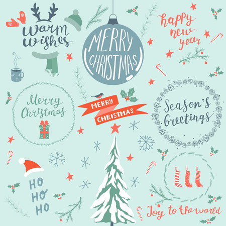 Set of Christmas design elements