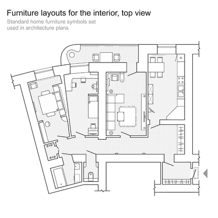 Set Von Möbeln Draufsicht Für Wohnungen Planen. Das Layout Der ... Set Von Möbeln Draufsicht Für Wohnungen Planen. Das Layout Der ...