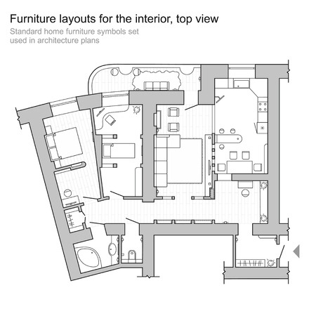 Set Von Möbeln Draufsicht Für Wohnungen Planen. Das Layout Der ... Set Von Möbeln Draufsicht Für Wohnungen Planen. Das Layout Der ...