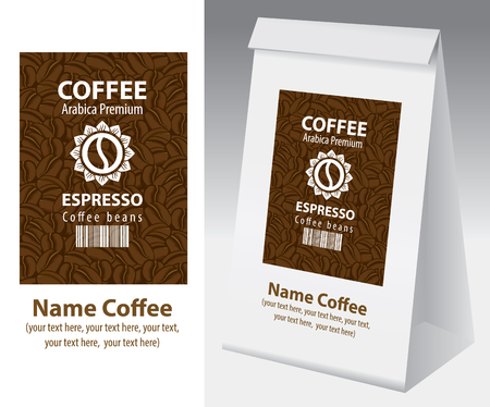 Paper Packaging With Label For Coffee Bean Vector Paper Packaging With Label For Coffee Bean Vector