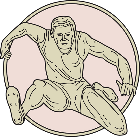 分離の背景を白に設定側から見たファイティングポーズのスタンスでボクサーのモノラル ライン スタイルのイラスト のイラスト素材 ベクタ Image