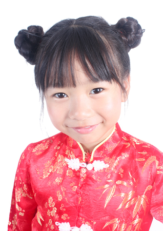 かわいい女の子が赤い服を着て中国語に合わせて の写真素材 画像素材 Image