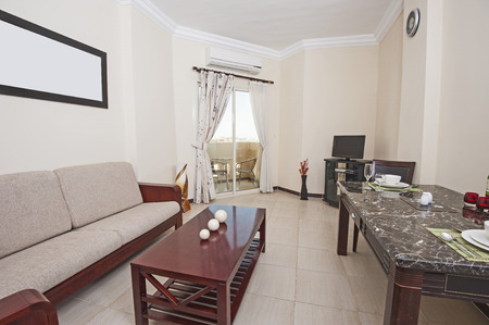 interior of show home living room showing interior design stock