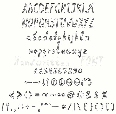 イタリック体フォント筆記体 一連の大文字と小文字句読点数字と手 のイラスト素材 ベクタ Image