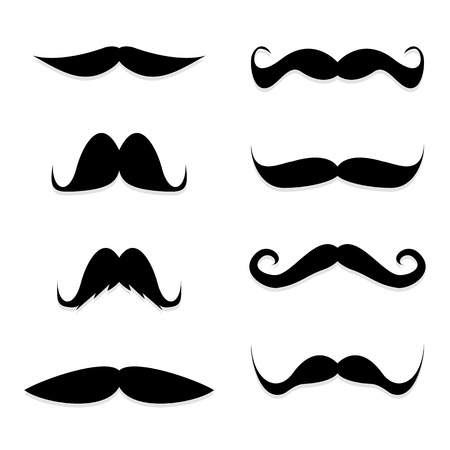 Set mustache on white background Illustration