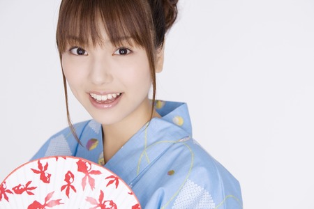 Japanese girl wearing yukata Stock Photo