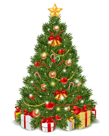 fluffy christmas tree decorated by christmas balls jingle bells and candy cane gift boxes - How To Decorate Christmas Balls fluffy christmas tree decorated by christmas balls jingle bells and candy cane gift boxes - How To Decorate Christmas Balls