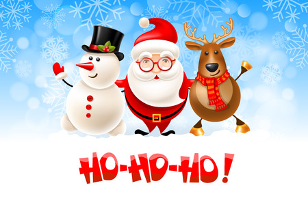merry christmas hohoho cheerful christmas set santa claus snowman and reindeer vector - Hohoho Merry Christmas merry christmas hohoho cheerful christmas set santa claus snowman and reindeer vector - Hohoho Merry Christmas