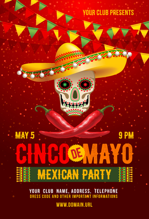 cinco de mayo poster or flyer design template with cheerful