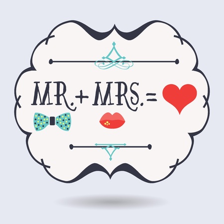 Abstract Conceptual Mr Plus Mrs Equals Red Heart Icons On Blue Background Abstract Conceptual Mr Plus Mrs Equals Red Heart Icons On Blue Background