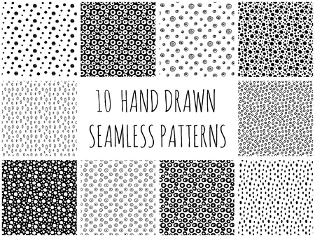 Big collection of patterns trendy patterns cute patterns black and white patterns polka dot patterns pack Stock Photo