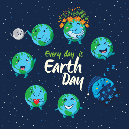 elke dag is de dag van de aarde earth planet wereldbol stickers met dag van de aarde