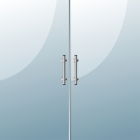 Glass door with chrome silver handles set - 11187439