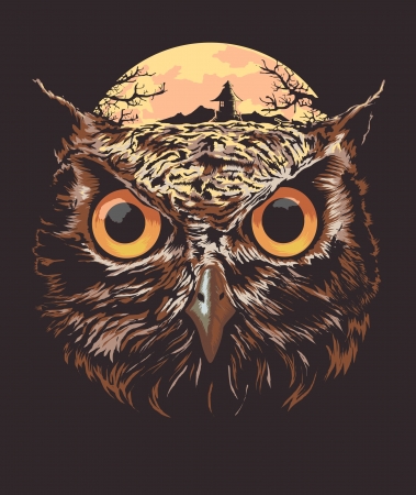 フクロウの頭のイラスト のイラスト素材 ベクタ Image