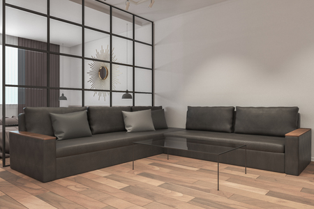 contemporary living room interior with empty copy space, leather