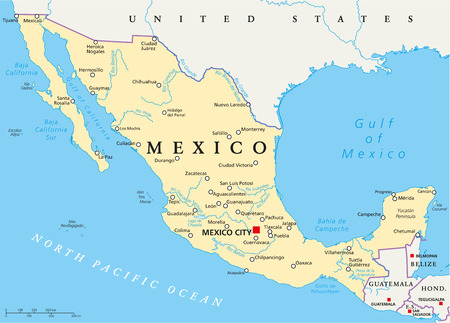 mexico political map with capital mexico city national borders most important cities rivers