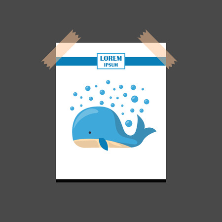 孤立したシロナガスクジラの漫画アイコンとイラスト 海 海の動物 水中生物の漫画のベクトルの背景 子供 子供の本の表紙のイラスト のかわいいクジラ 哺乳類の海洋動物のイラスト素材 ベクタ Image