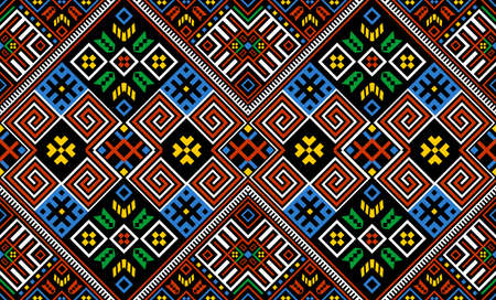 Bohemian, Fashionable Seamless Ornament In Ethnic Hutsul Style. In Modern Trendy Shades. Perfect For The Design Of Fabrics, Clothing, Interiors.