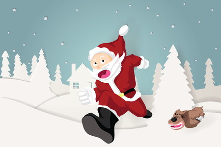 illustration of the dog run to chase santa claus in christmas eve design by paper - Chase Hours Christmas Eve illustration of the dog run to chase santa claus in christmas eve design by paper - Chase Hours Christmas Eve