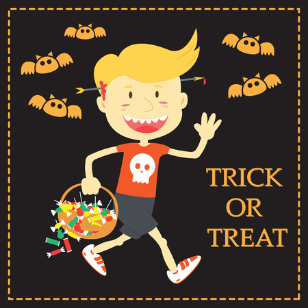 Trick or treat cartoon illustration of halloween theme