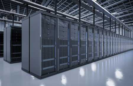 3d rendering server room or server computers Stock Photo