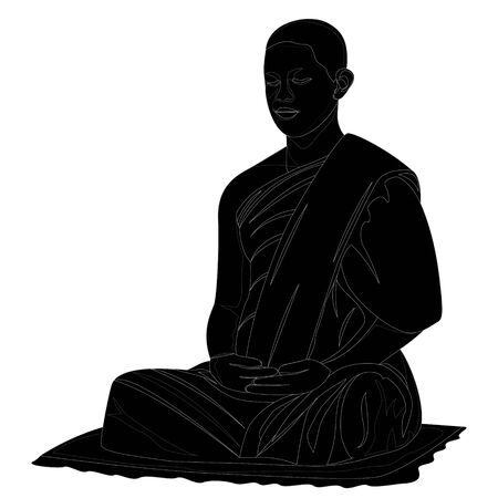 black monk meditating on cushion clip art preview