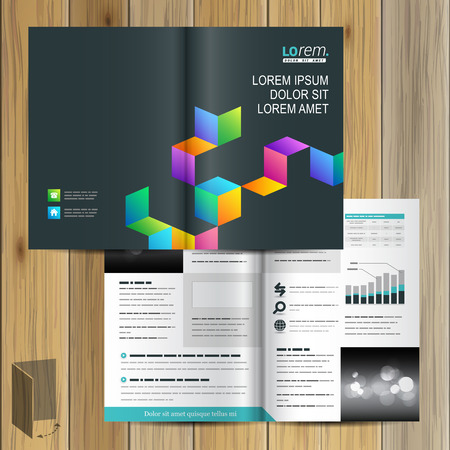 パンフレットのテンプレート デザイン色の幾何学模様を黒します 表紙をデザイン のイラスト素材 ベクタ Image パンフレットのテンプレート デザイン色の幾何学模様を黒します 表紙をデザイン のイラスト素材 ベクタ Image