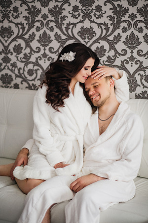 Beautiful Wedding Husband And Wife Lovers Man Woman In White Coats Stock Photo Beautiful Wedding Husband And Wife Lovers Man Woman In White Coats Stock Photo