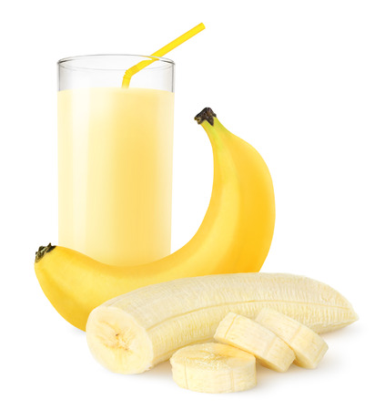 banana: lắc chuối tươi cô lập trên trắng