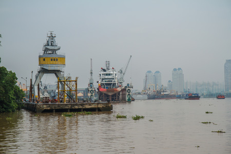 The landscape of Saigon: Port of Ho Chi Minh City. biên tập