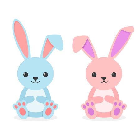 かわいいウサギは 白い背景に孤立した男の子と女の子に座っています 小さなウサギは フレースタイルで青とピンク ベクトルイラスト のイラスト素材 ベクタ Image かわいいウサギは 白い背景に孤立した男の子と女の子に座っています 小さなウサギは フレースタイルで青とピンク ベクトルイラスト のイラスト素材 ベクタ Image