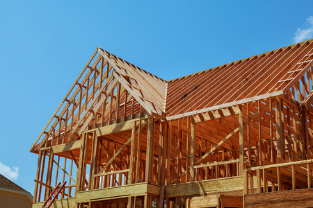 interior framing of a new house under construction home under